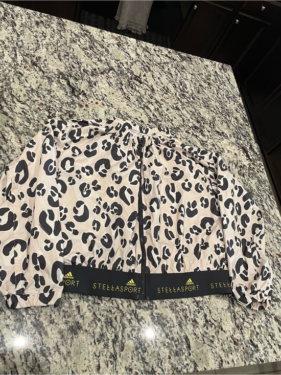 adidas Jackets & Blazers - adidas StellaSport Black & Beige Leopard-Print Zip Jacket